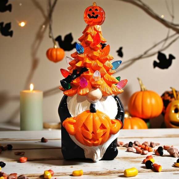 Halloween Tree Light Up Gnome with Bats - Picture 1 of 3